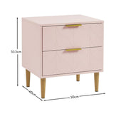 Gloria Bedside Tables - Set of 2 - Blush Pink & Brass Effect