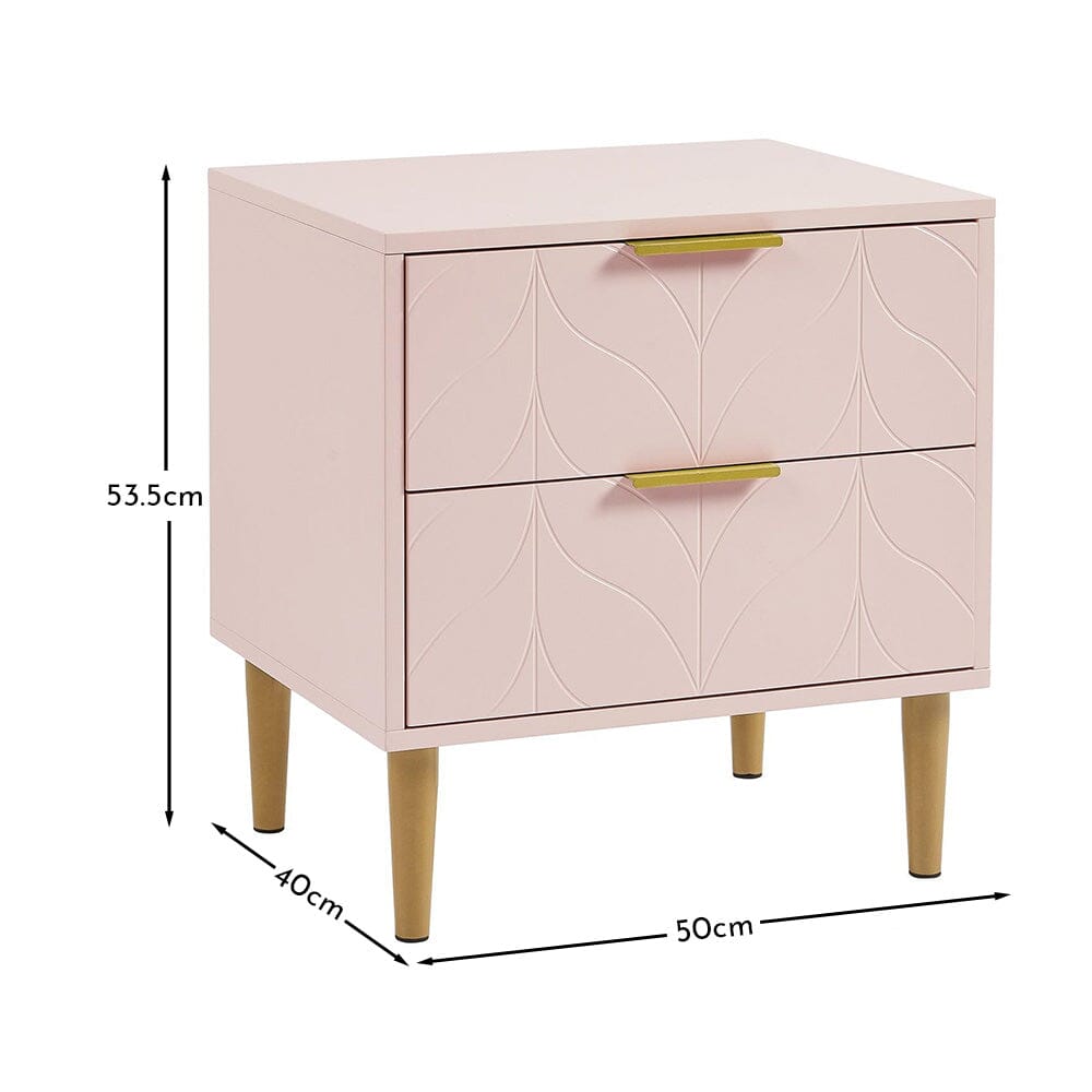 Gloria Bedside Table Blush Pink Brass Effect Laura James
