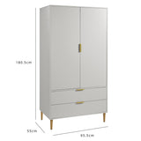 Gloria Wardrobe & Drawers Set - 3 Drawer Chest of Drawers - Grey
