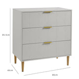 Gloria Wardrobe & Drawers Set - 3 Drawer Chest of Drawers - Grey