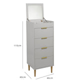 Gloria Wardrobe & Drawers Set - 4 Over 4 Chest of Drawers - Grey