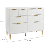 Gloria Wardrobe & Drawers Set - 4 Over 4 Chest of Drawers - White