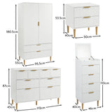 Gloria Wardrobe & Drawers Set - 4 Over 4 Chest of Drawers - White