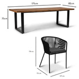 Hali 4 Seater Outdoor Dining Set with Hali Black Chairs - 175cm - Laura James