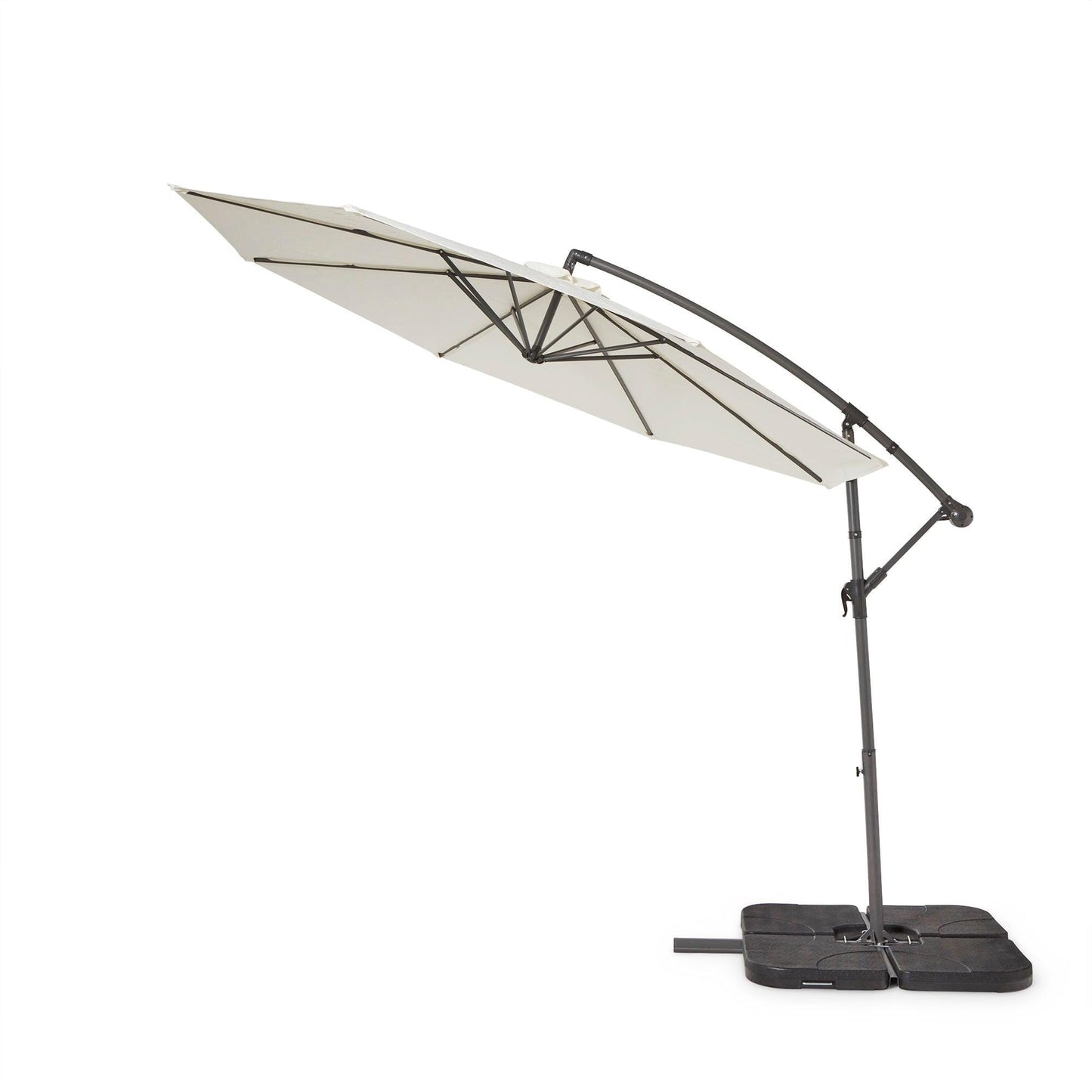 Hali 4 Seater Wooden Outdoor Dining Set with Hali Black Chairs & Cream Lean Over Parasol - 175cm