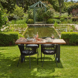 Hali 4 Seater Wooden Outdoor Dining Set with Hali Black Chairs & Cream LED Premium Cantilever Parasol - 175cm