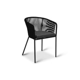 Hali 6 Seater Wooden Outdoor Dining Set with Hali Black Chairs & Cream LED Premium Cantilever Parasol - 175cm