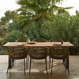 Hali 6 Seater Wooden Outdoor Dining Set with Hali Green Chairs & Cream Lean Over Parasol - 175cm