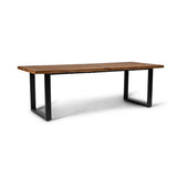 Hali Industrial Outdoor Wooden Dining Set with Natural Rope Chairs - Laura James