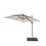 Hali 4 Seater Wooden Outdoor Dining Set with Hali Black Chairs & Cream LED Premium Cantilever Parasol - 175cm