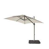 Hali 6 Seater Wooden Outdoor Dining Set with Hali Black Chairs & Cream LED Premium Cantilever Parasol - 175cm