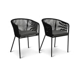 Hali 4 Seater Wooden Outdoor Dining Set with Hali Black Chairs & Grey LED Premium Cantilever Parasol - 175cm