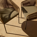 Hali 4 Seater Wooden Outdoor Dining Set with Hali Green Chairs & Cream LED Premium Parasol - 175cm