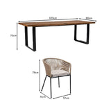 Hali 8 Seater Wooden Outdoor Dining Set with Hali Natural Chairs & Cream Lean Over Parasol - 235cm