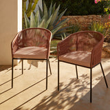 Hali Clay Pink Rope Chair with Cushions - Set of 2 - Laura James