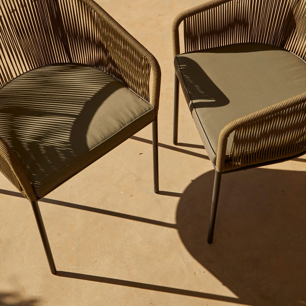 Hali Khaki Green Rope Chairs with Cushions - Laura James