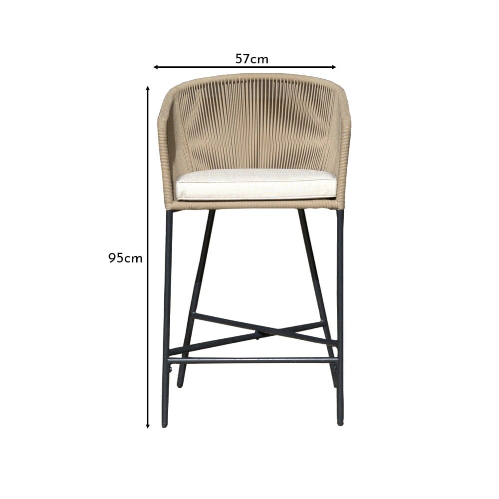 Hali Set of 4 Natural Rope Bar Stool with Cushion – Laura James