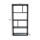 Harris Glass and Black Metal Tall Bookcase