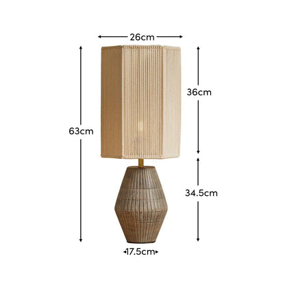 Haveri Mango Wood Table Lamp with Natural  Shade - 63cm - Laura James 