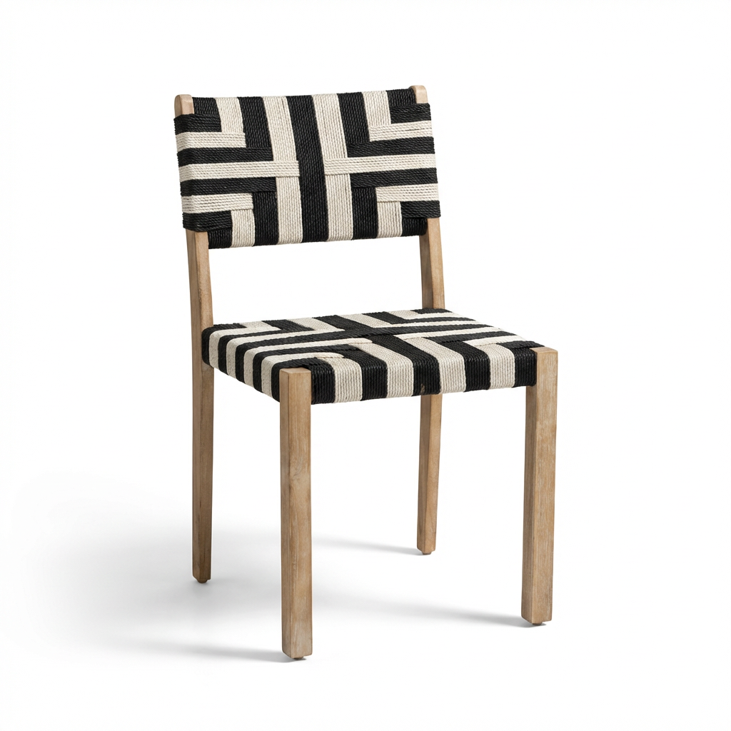 Saffron Brushed Light Acacia Garden Chair - Set of 2 - Beige/Black - Laura James