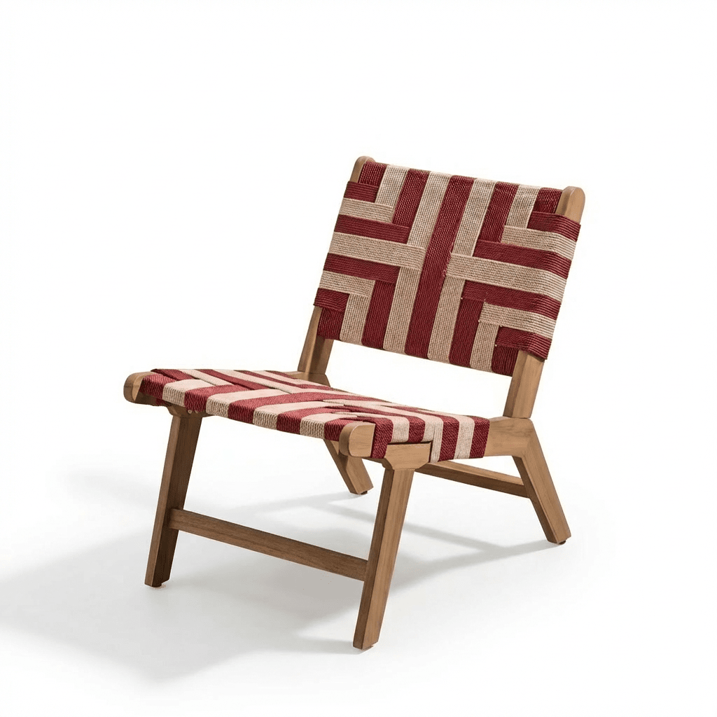 Saffron White Acacia Occasional Chair - Beige/Paprika Rope - Laura James