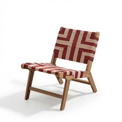 Saffron White Acacia Occasional Chair - Beige/Paprika Rope - Laura James