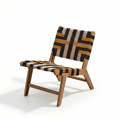 Saffron White Acacia Occasional Chair - Beige/Black/Yellow Rope - Laura James