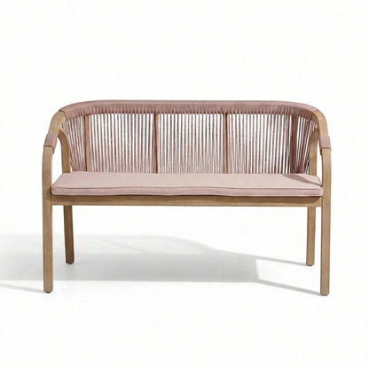 Shiro Wooden Garden Bench - Pink Rope - Laura James
