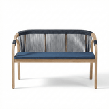 Shiro Wooden Garden Bench - Navy Rope - Laura James