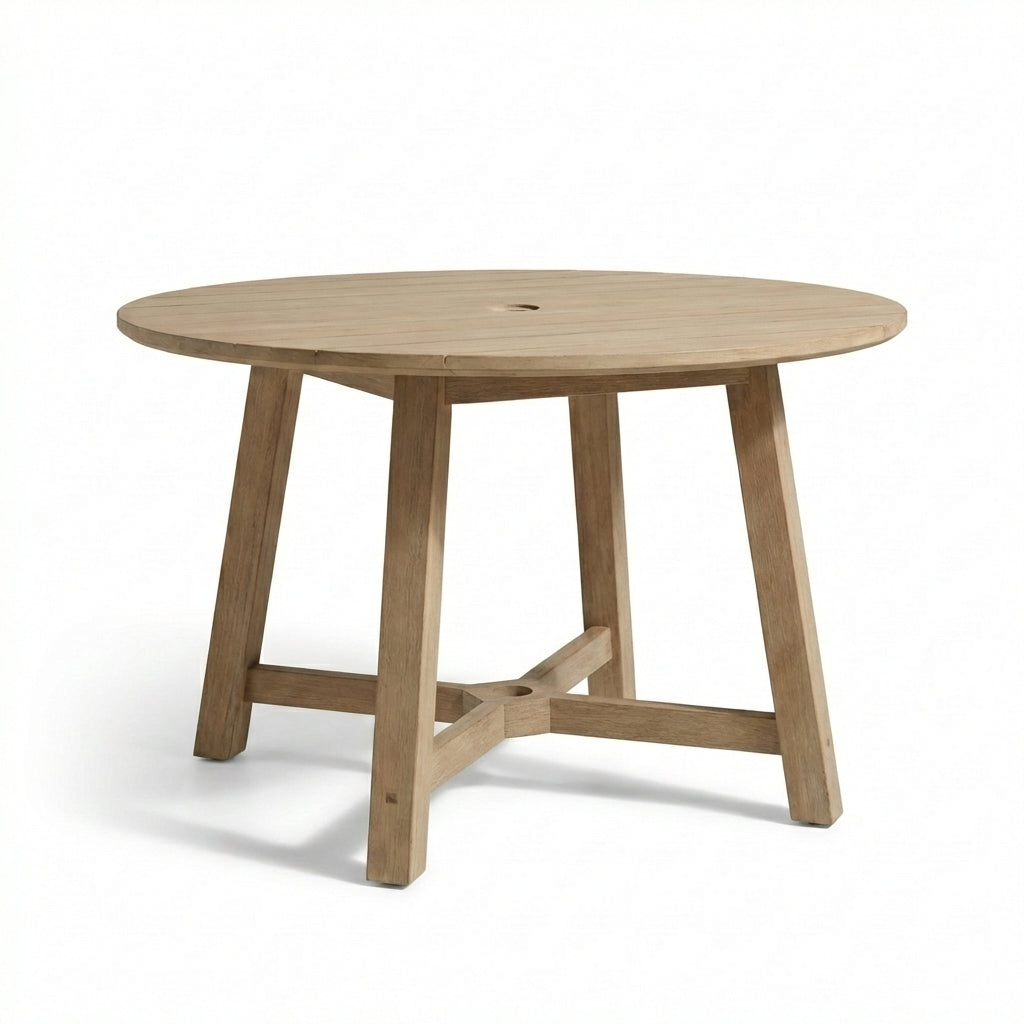 Shiro Round Garden Table - Brushed Light Acacia - Laura James