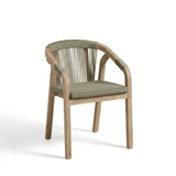 Shiro Brushed Light Acacia Garden Chairs - Set of 2 - Mottled Green Rope - Laura James 