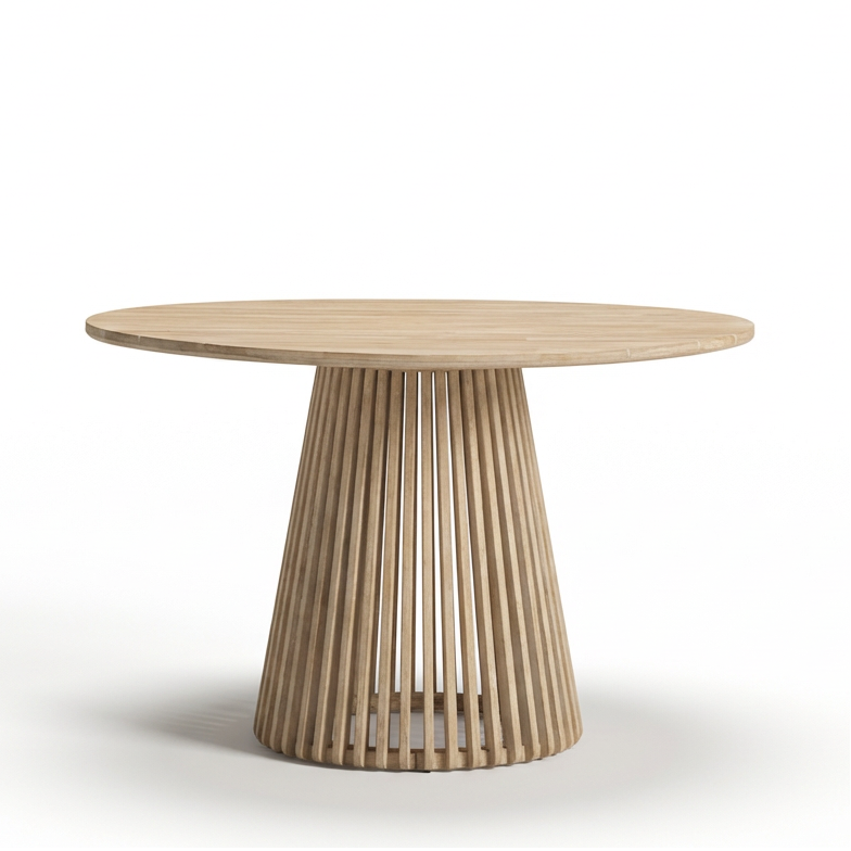 Willow Round Wooden Garden Table - Brushed Light Acacia - Laura James