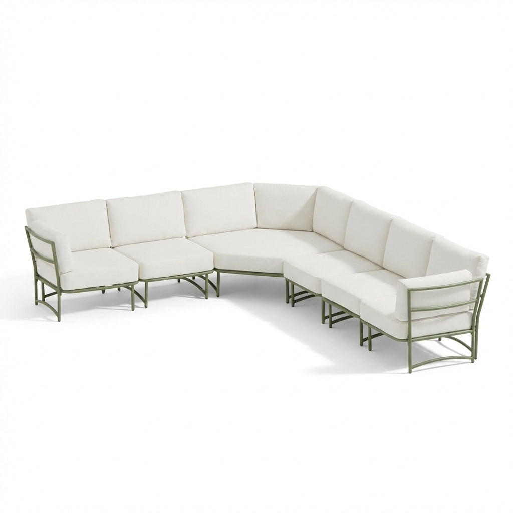 Wilder 8 Seater Metal Corner Sofa Set with Coffee Table - Olive Green - Laura James