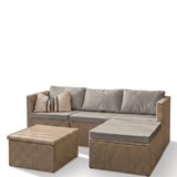 Weston 4 Seater Rattan Corner Sofa Set With Polywood Top  - Natural Weave