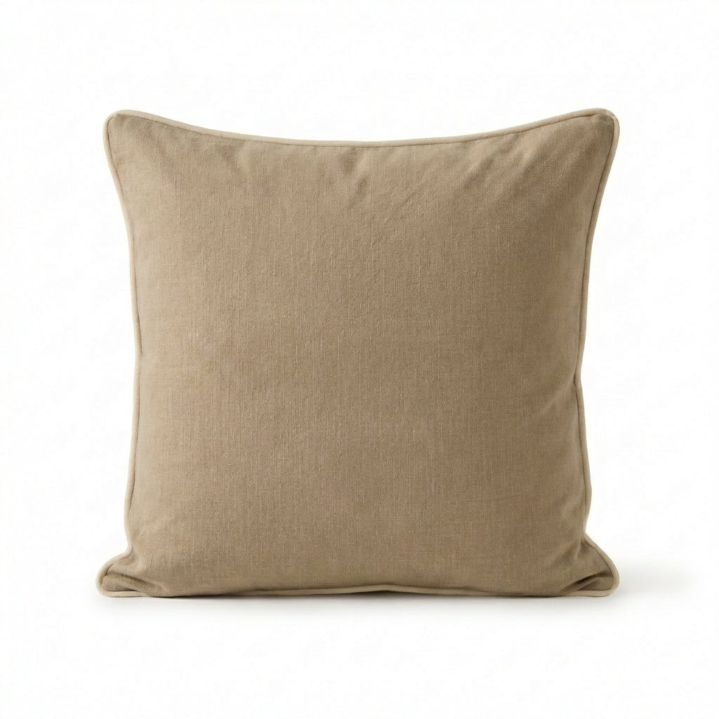 Camber 57x57cm Outdoor Cushion Cover - Sand with Off White Piping - Laura James