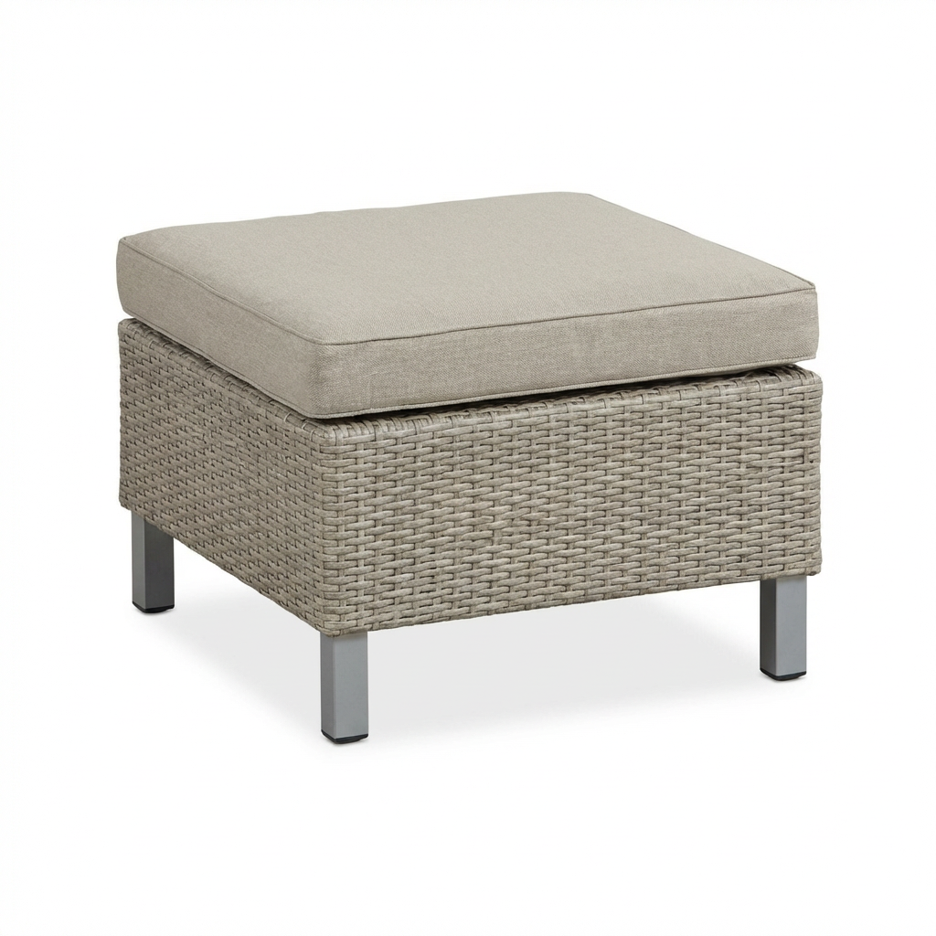 Aria 3 Seater Rattan Sofa Set with Footstool and Coffee Table - Light Grey - Laura James