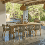 Shiro 8 Seater Garden Dining Set with Shiro Rope Dining Chairs - Mottled Green Rope - Laura James