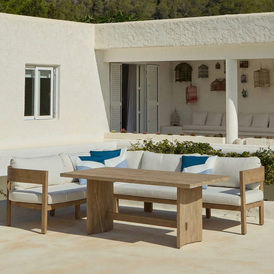 Imani 5 Seater Wooden Garden Corner Sofa Set with Dining Table - Laura James