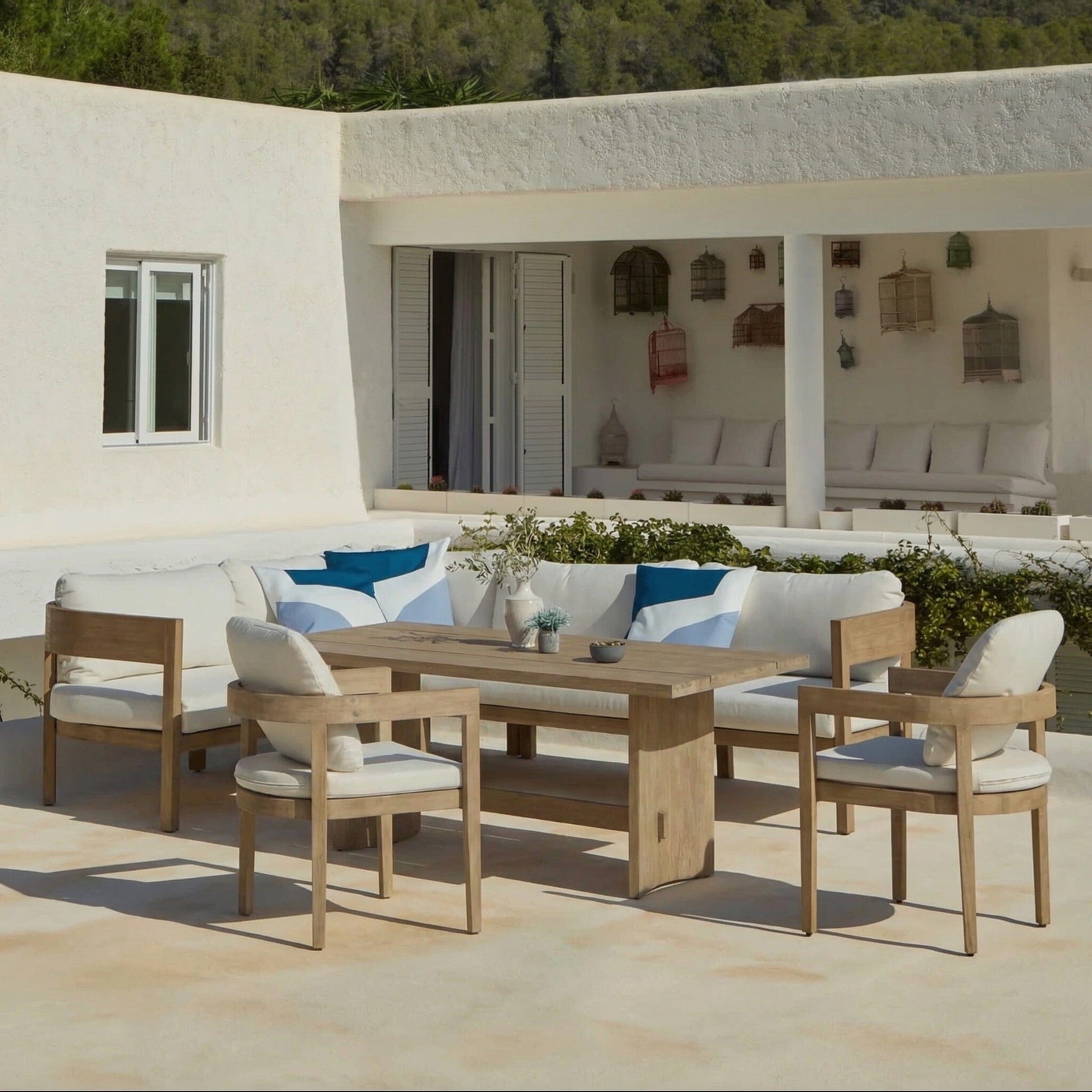 Imani 8 Seater Wooden Corner Sofa Set with Imani Dining Table & 2 Imani Dining Chairs - Laura James