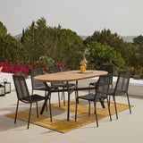 Ezra Oval Wooden Garden Table - White Acacia with Black Metal Legs - Laura James 