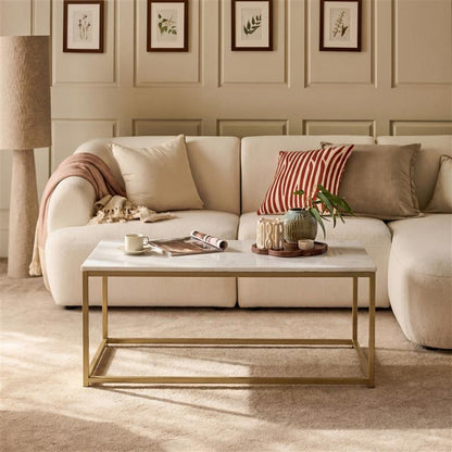 Nara White Marble Coffee Table - Gold Frame - Laura James