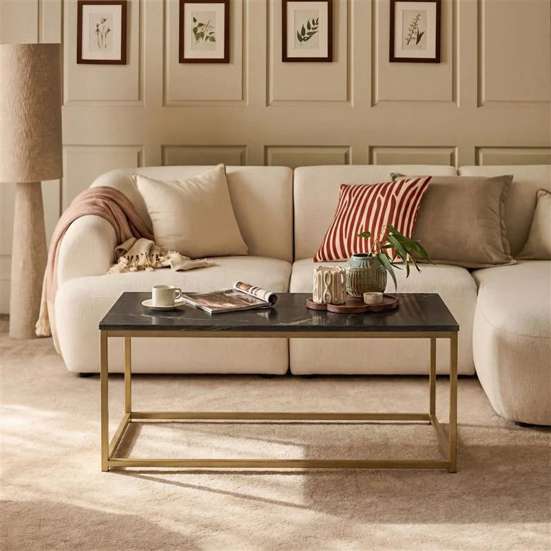 Nara Black Marble Coffee Table - Gold Frame - Laura James