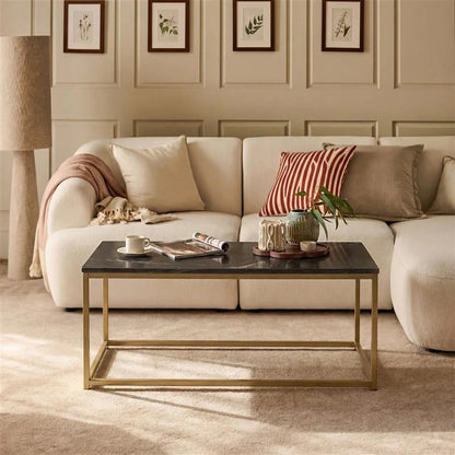 Nara Black Marble Coffee Table - Gold Frame - Laura James