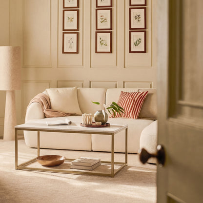 Nara White Marble Coffee Table - Gold Frame - Laura James