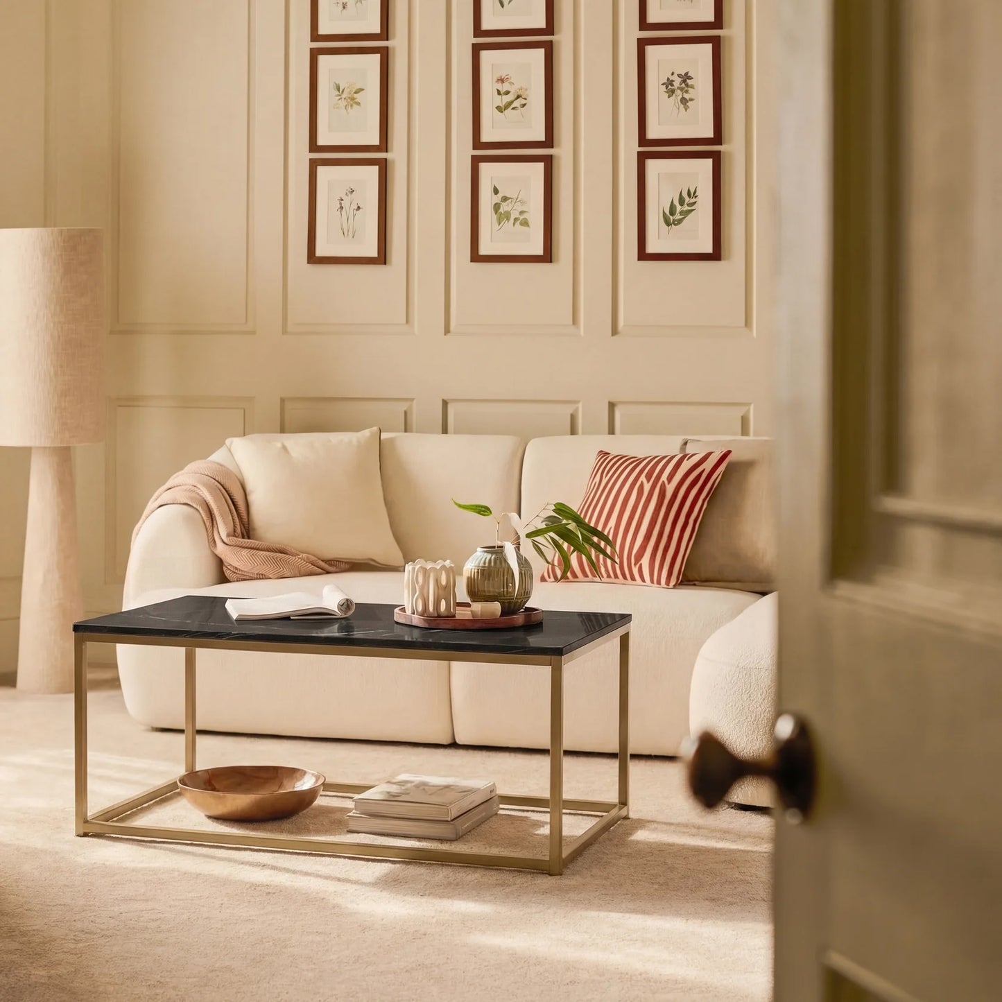 Nara Black Marble Coffee Table - Gold Frame - Laura James