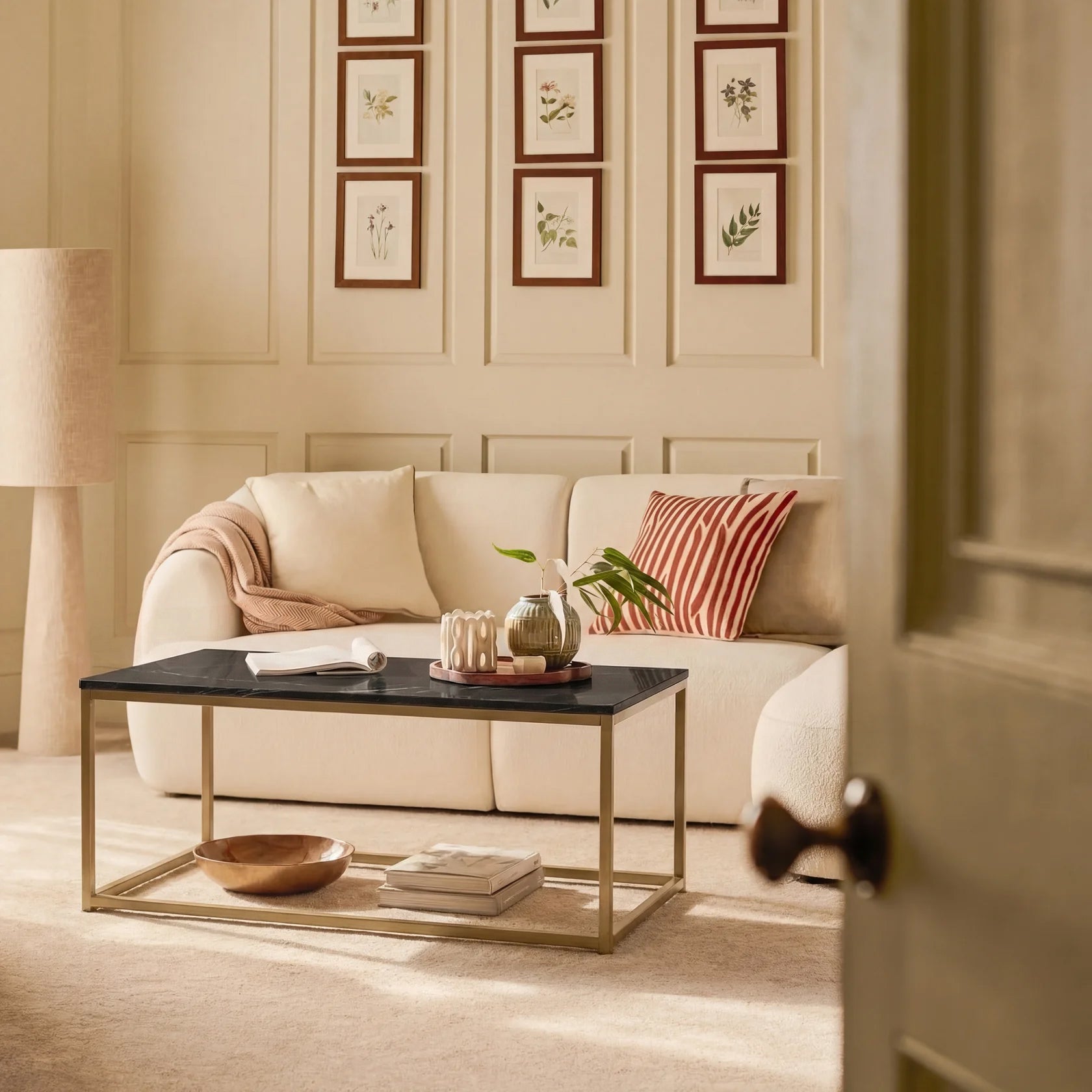 Nara Black Marble Coffee Table - Gold Frame - Laura James