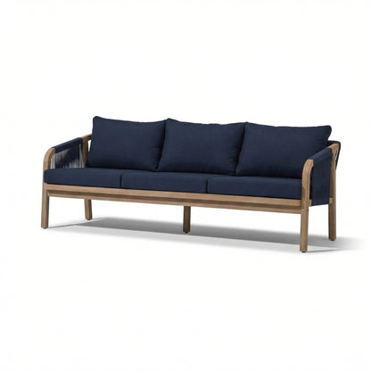 Shiro Wooden Garden Set with 3 Seater Sofa - 2 Shiro Armchairs with Delphi Oval Coffee Table and Side Table - Laura James