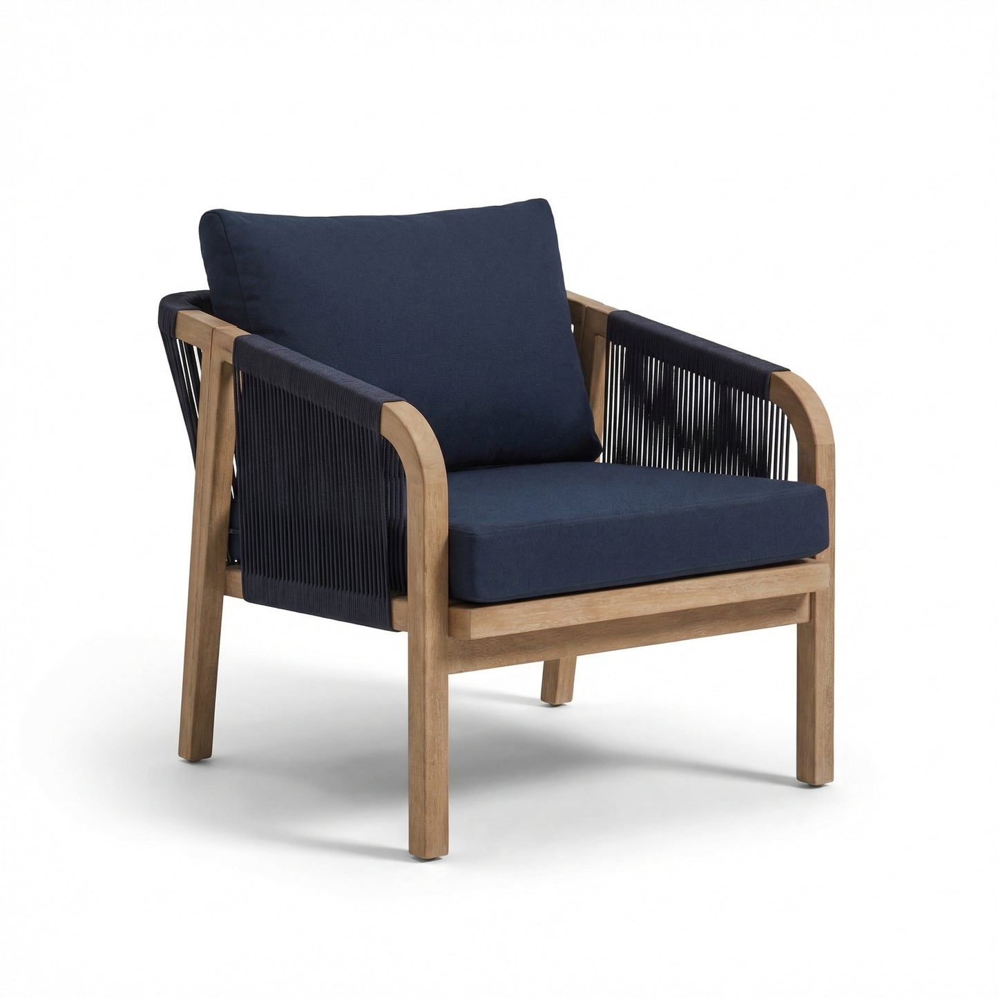 Shiro Wooden Garden Set with 3 Seater Sofa - 2 Shiro Armchairs with Delphi Oval Coffee Table and Side Table - Laura James
