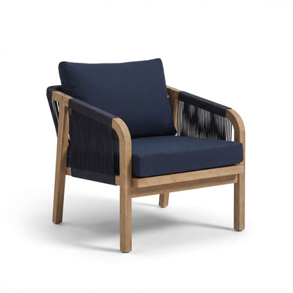 Shiro Wooden Garden Set with 3 Seater Sofa - 2 Shiro Armchairs with Delphi Oval Coffee Table and Side Table - Laura James