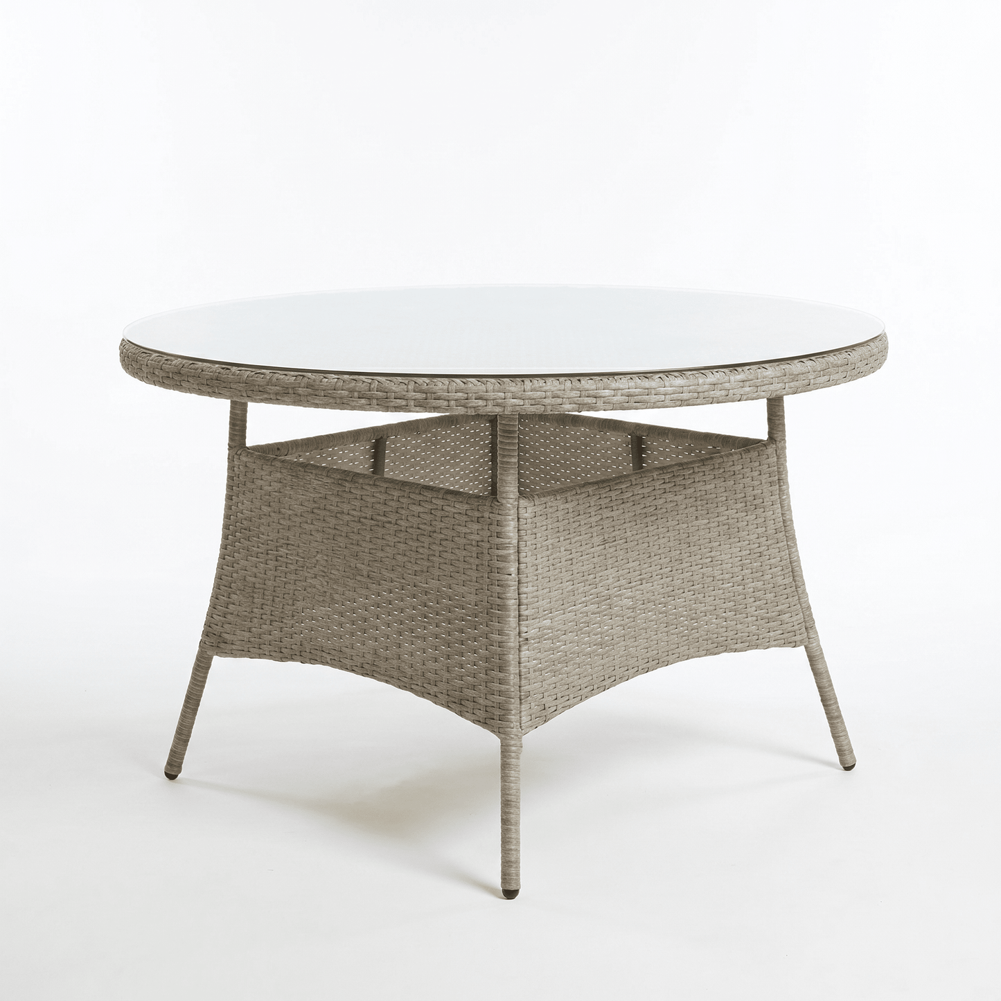 Kemble 6 Seater Round Rattan Garden Dining Set with Kemble/Marston Dining Chairs - Light Grey - Laura James